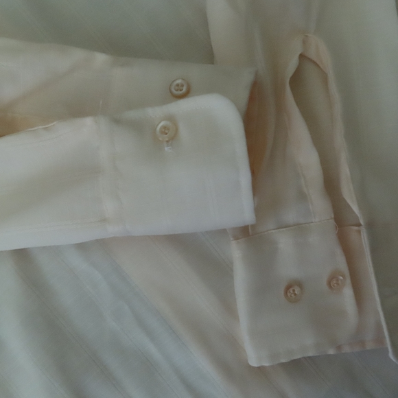 Vintage 60s 70s Montgomery Ward Button Shir 15 1/2 32/33 Long Sleeve Yellow - Picture 2 of 4